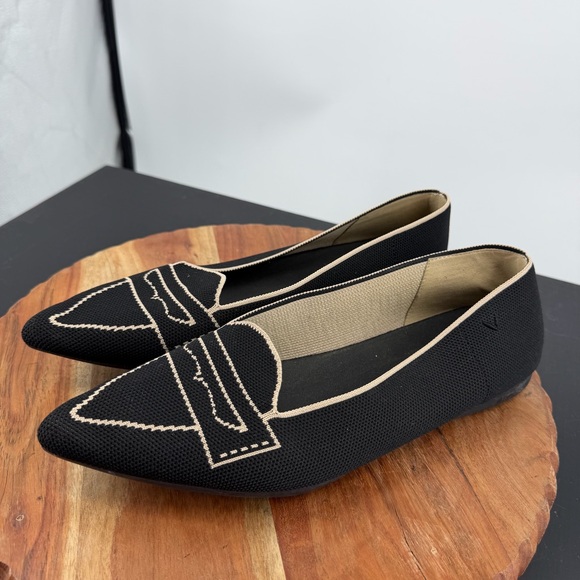 VIVAIA Black cream Flats Pointed-Toe Loafers (Amelia 2.0) sz 41 9.5 - Picture 3 of 7
